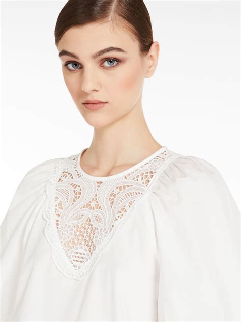 White Embroidered Poplin Blouse 